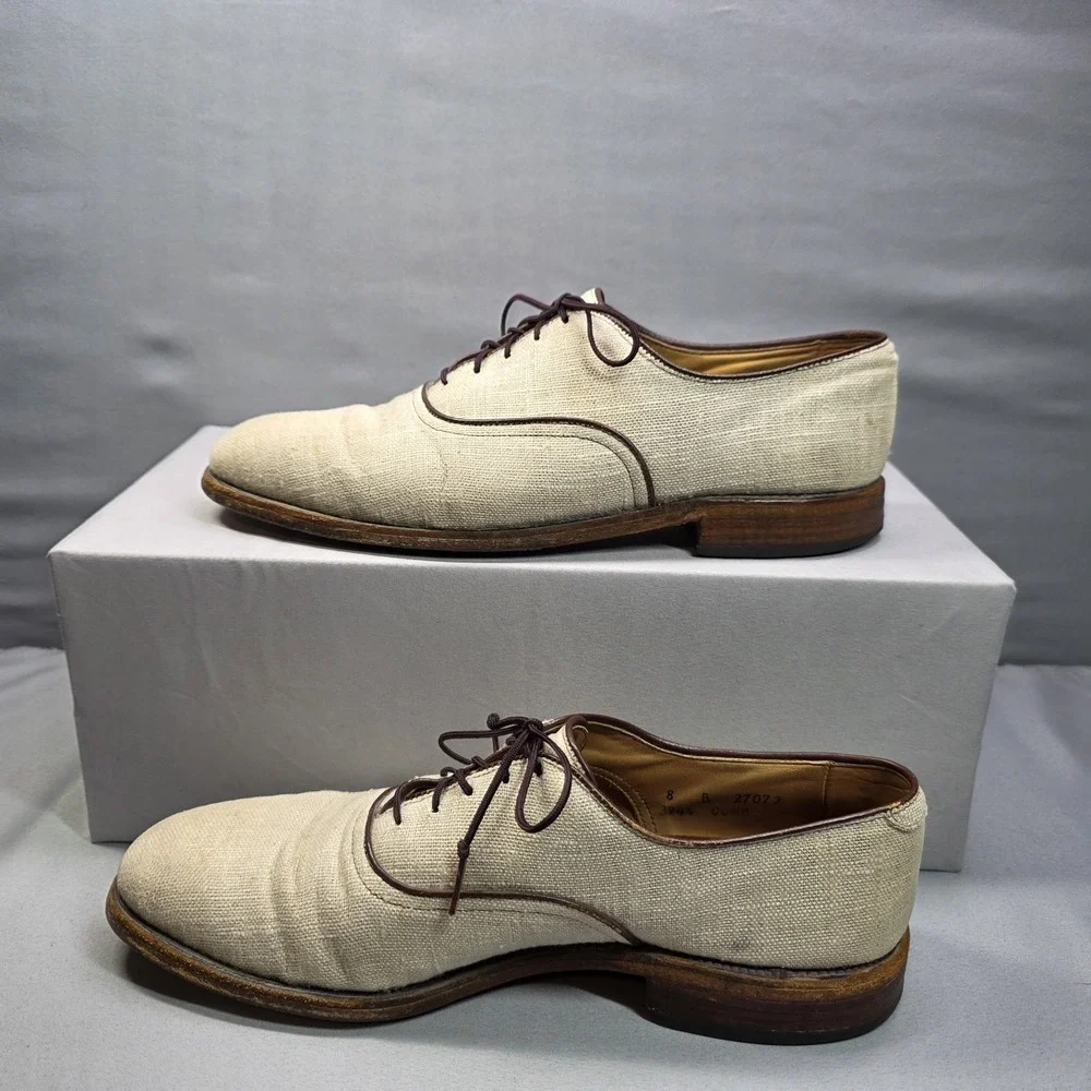 VINTAGE‎ 1985 Allen Edmonds Hunter Mens Oxford Linen Shoes 8 Grey Made USA RARE